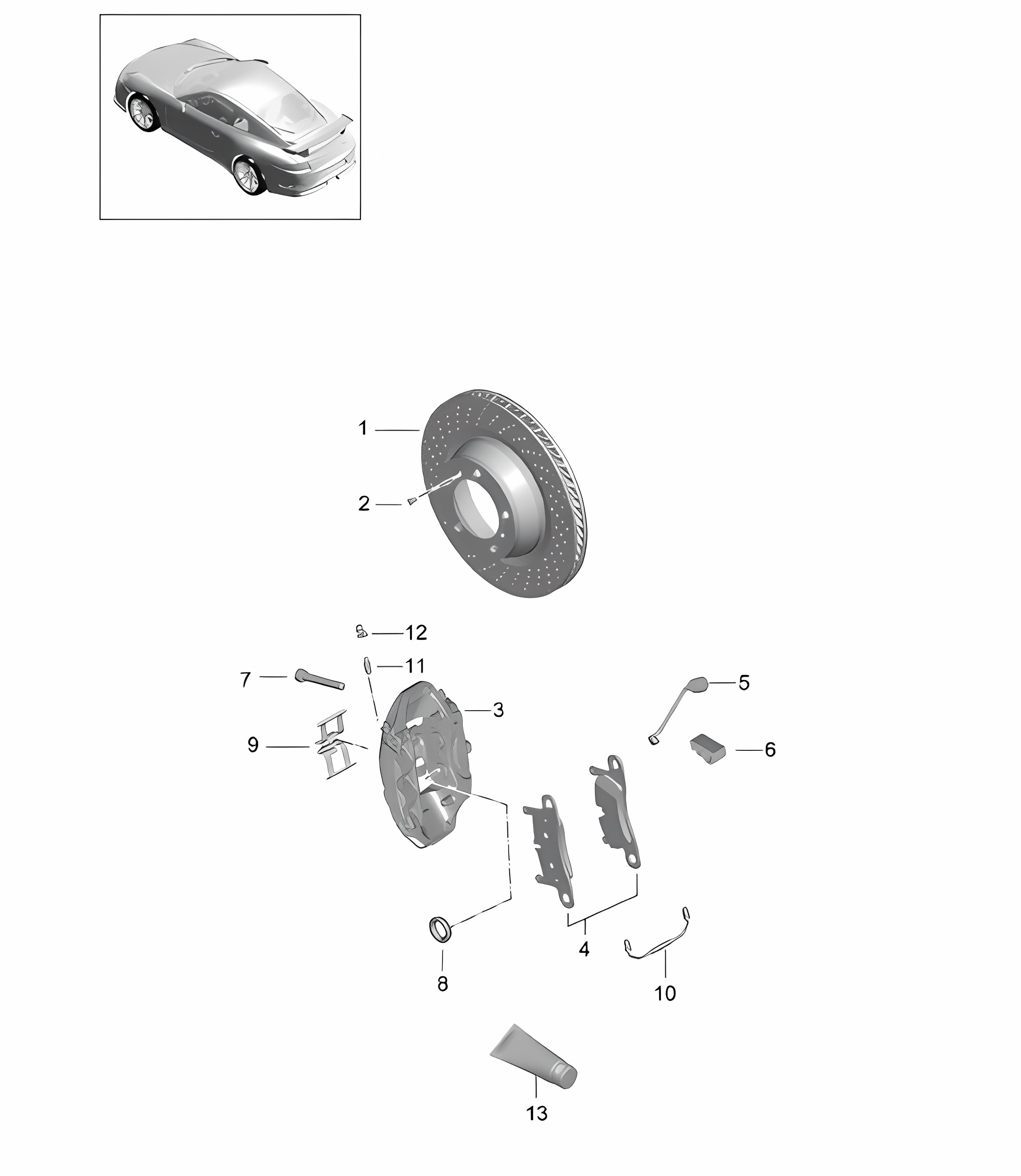 Disc brake / Rear axle 991 R/GT3/RS 2014-17