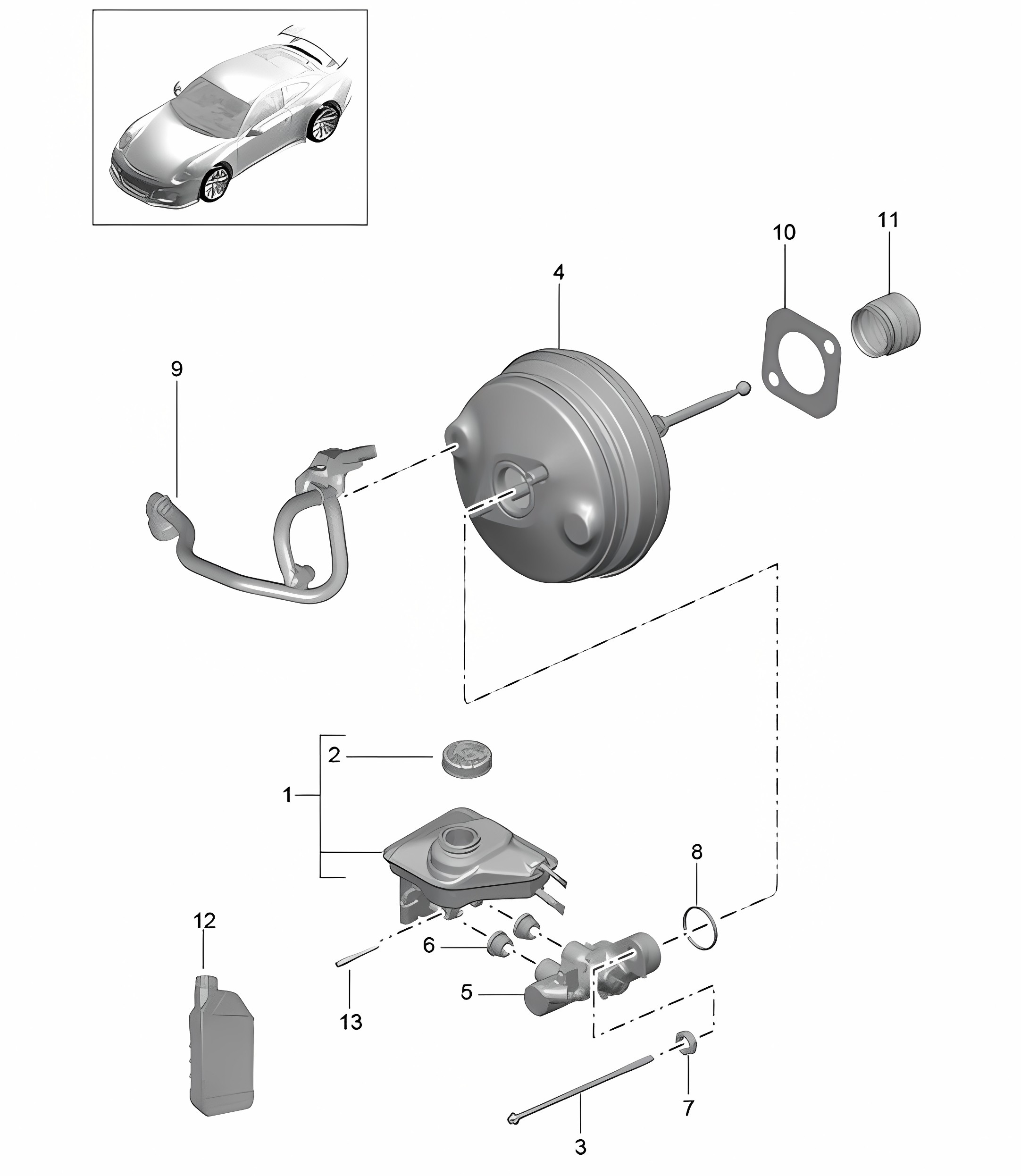 Brake master cylinder / Brake servo 991 GT3/RS 2018>>