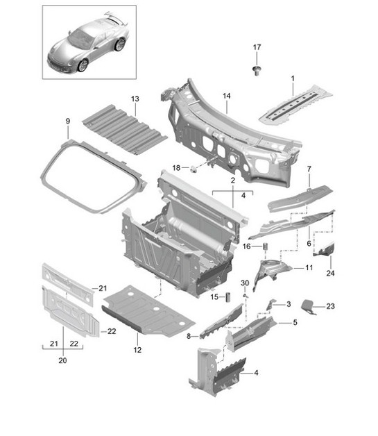Diagram 801-010 Porsche 997 (911) MK1 2005-2008 Body