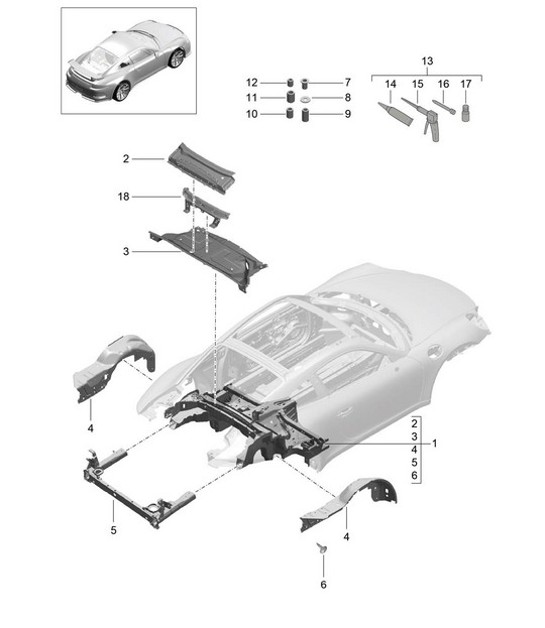 Diagram 801-035 Porsche Boxster 986/987/981 (1997-2016) Body