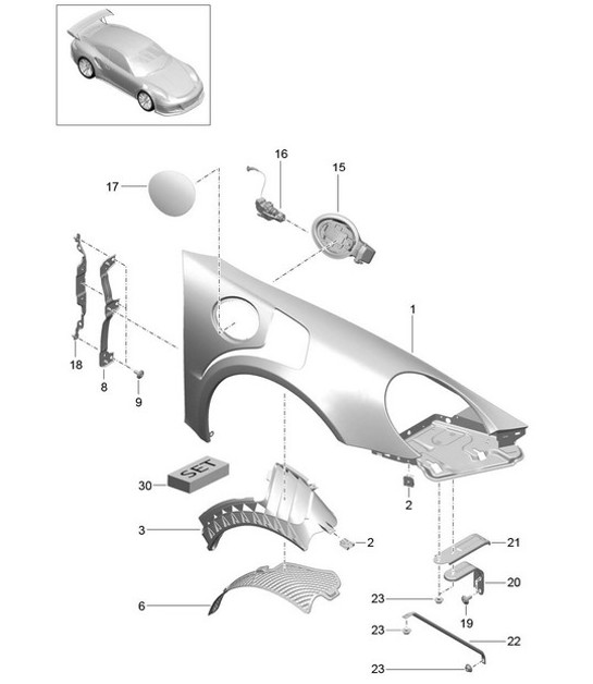 Diagram 801-042 Porsche 993 (911) (1994-1998) Body