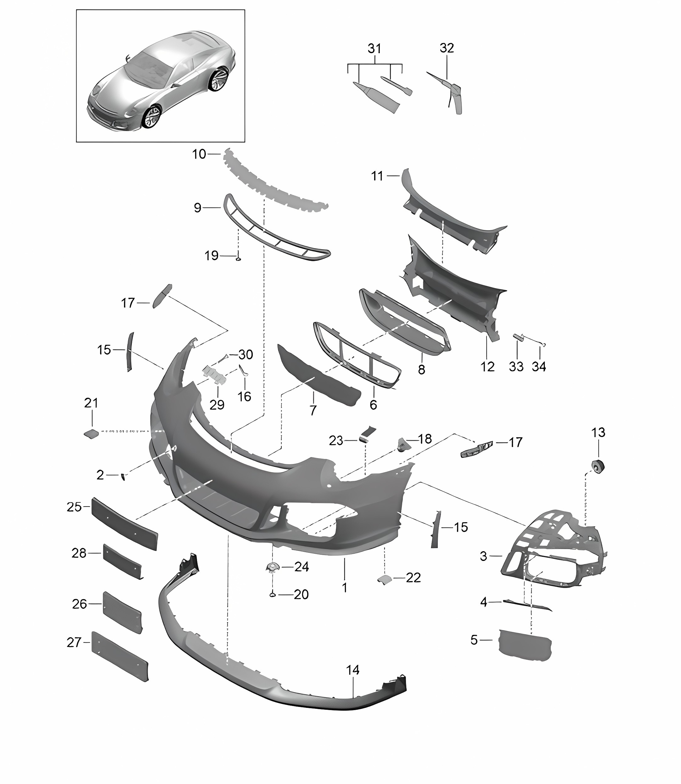 Front bumper / Spoiler 991 (911) R 2014-21