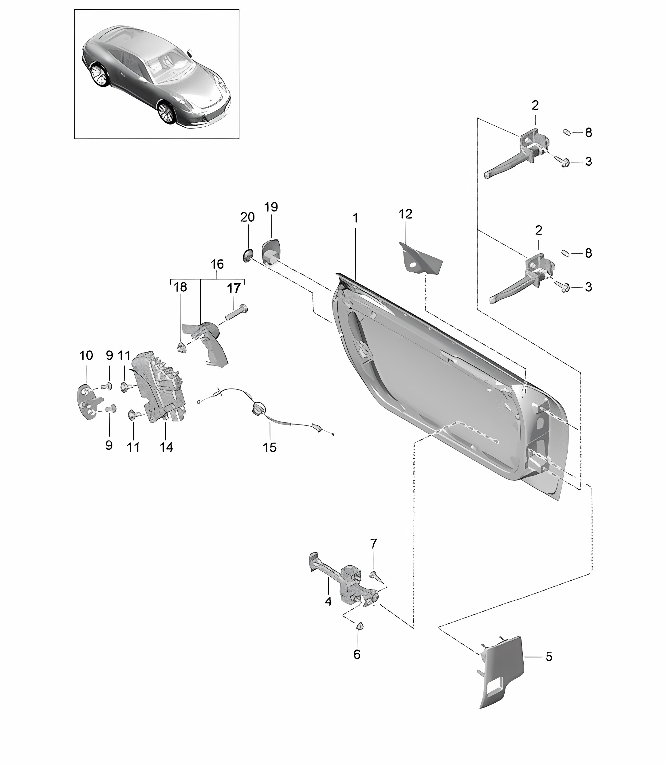 Door shell / Installation parts / Door lock 991 (911) R 2014-21