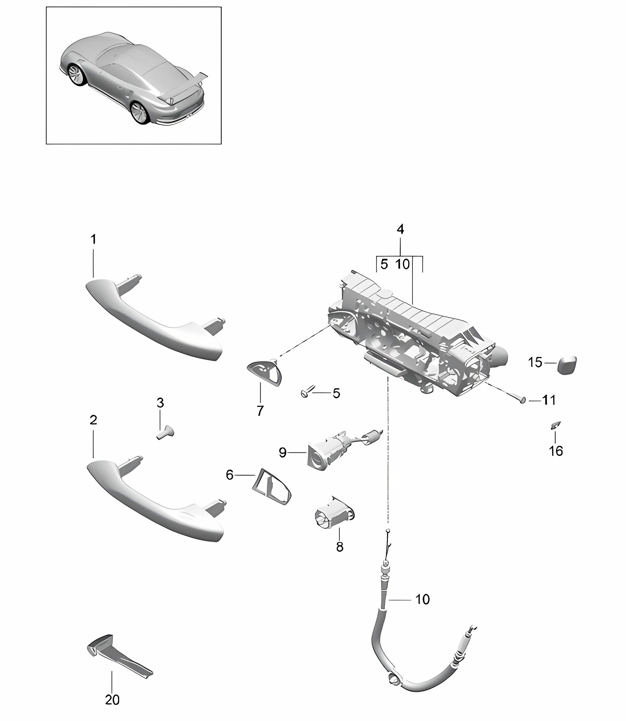 Door handle, exterior 991 GT3  2018>>