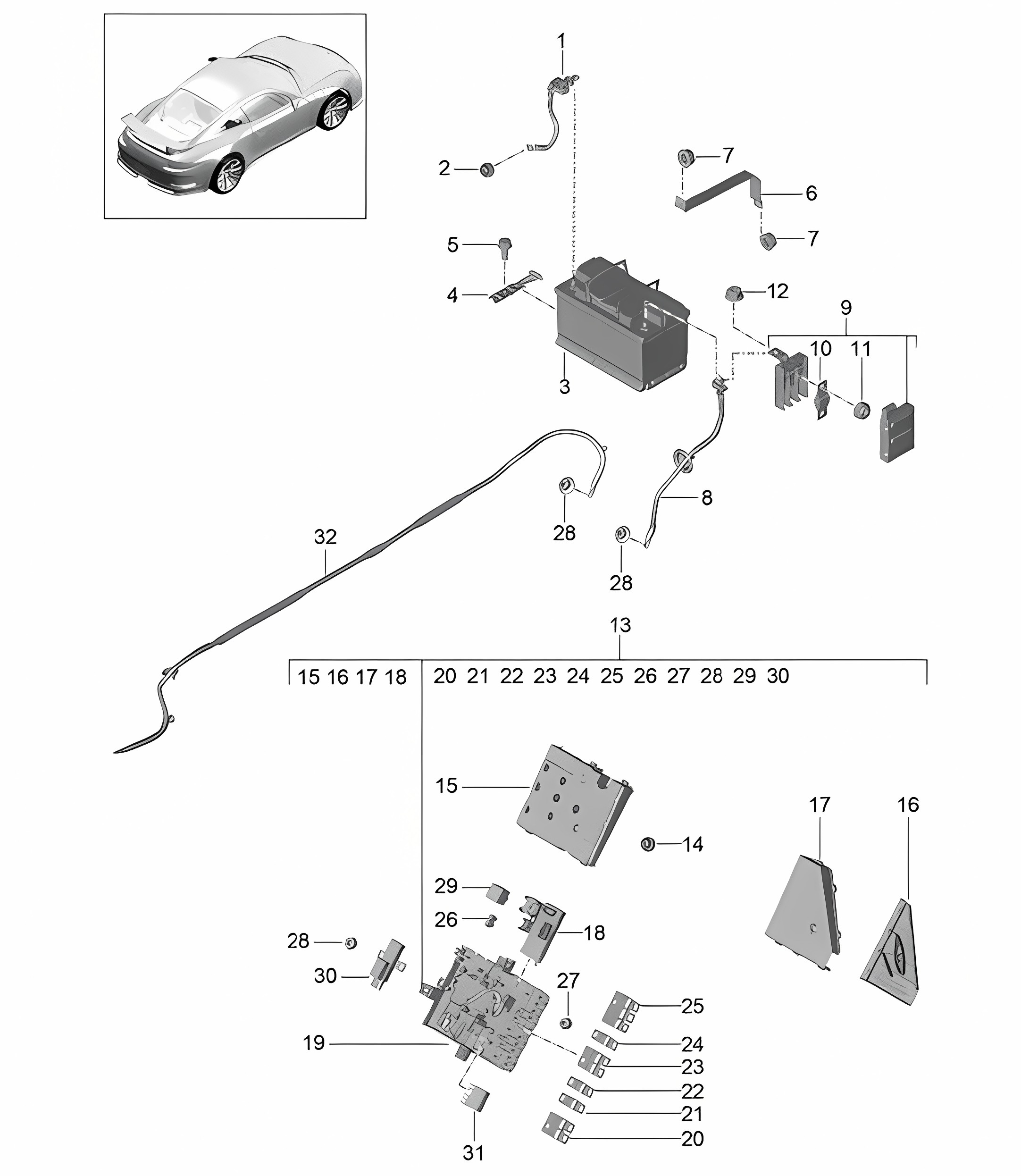 Battery / Power distributor 991 R/GT3/RS 2014-21