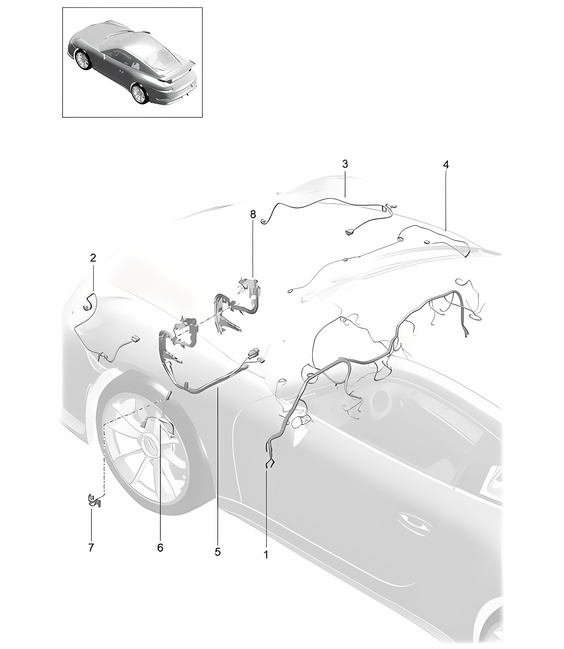 Wire set dashboard / Trim / Cover / Steering / Front axle 991 R/GT3/RS 2014-21