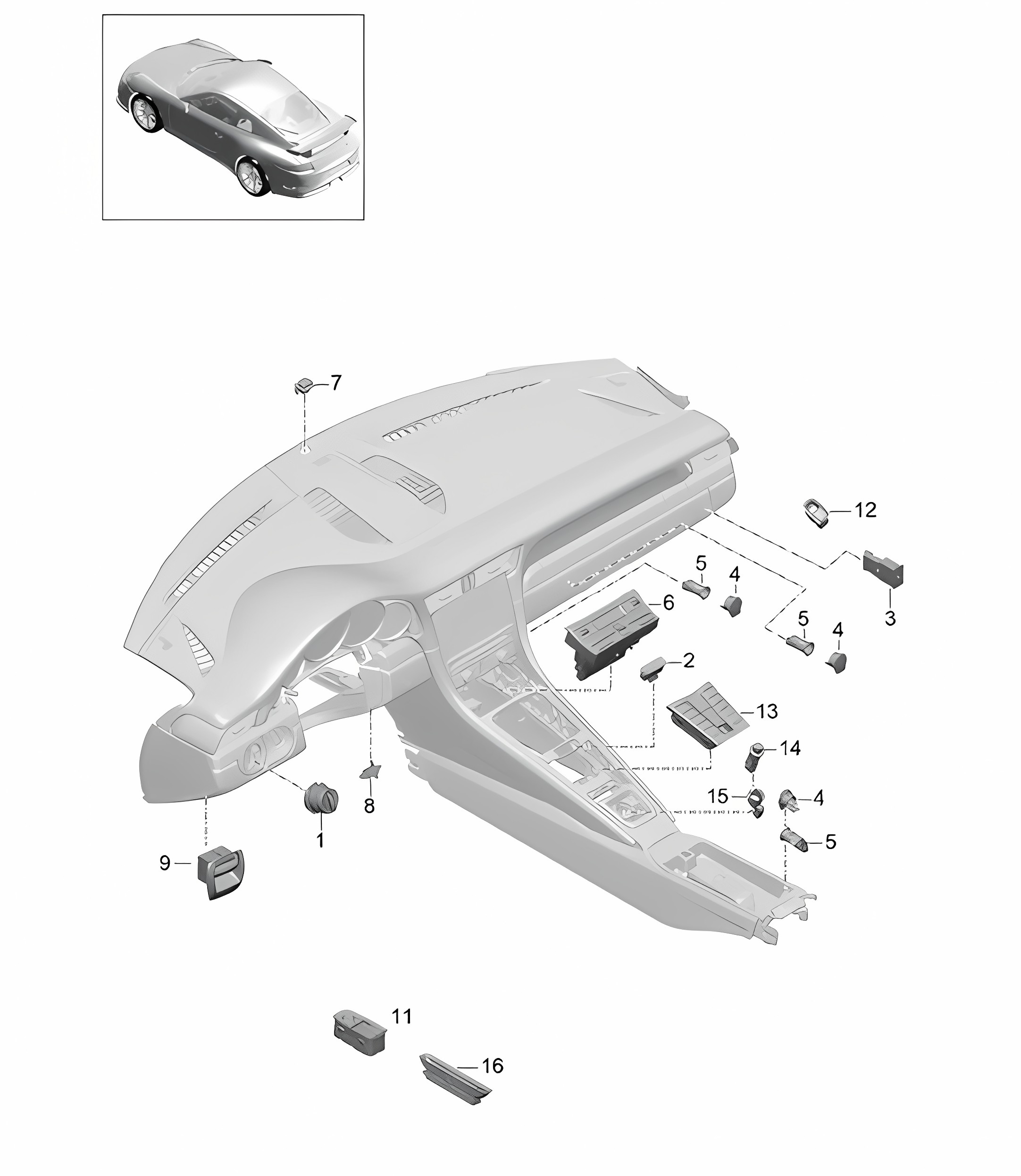 Switch / Control panel / Air conditioning 991 R/GT3/RS 2014-21