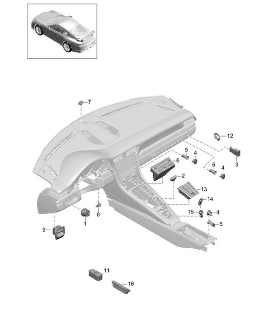 Diagram 903-005 Porsche 997 (911) MK1 2005-2008 Electrical equipment