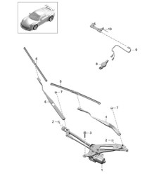 Scheibenwischanlage, komplett / Regensensor 991 R/GT3/RS 2014-21