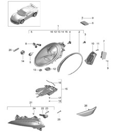 Headlights / Additional headlight / Turn signal indicator / side marker light / Turn signal repeater - PR:601 - 991 R/GT3/RS 2014-17