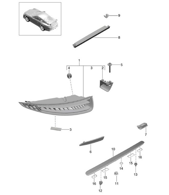 Diagram 905-009 Porsche 996 (911) (1997-2005) Electrical equipment