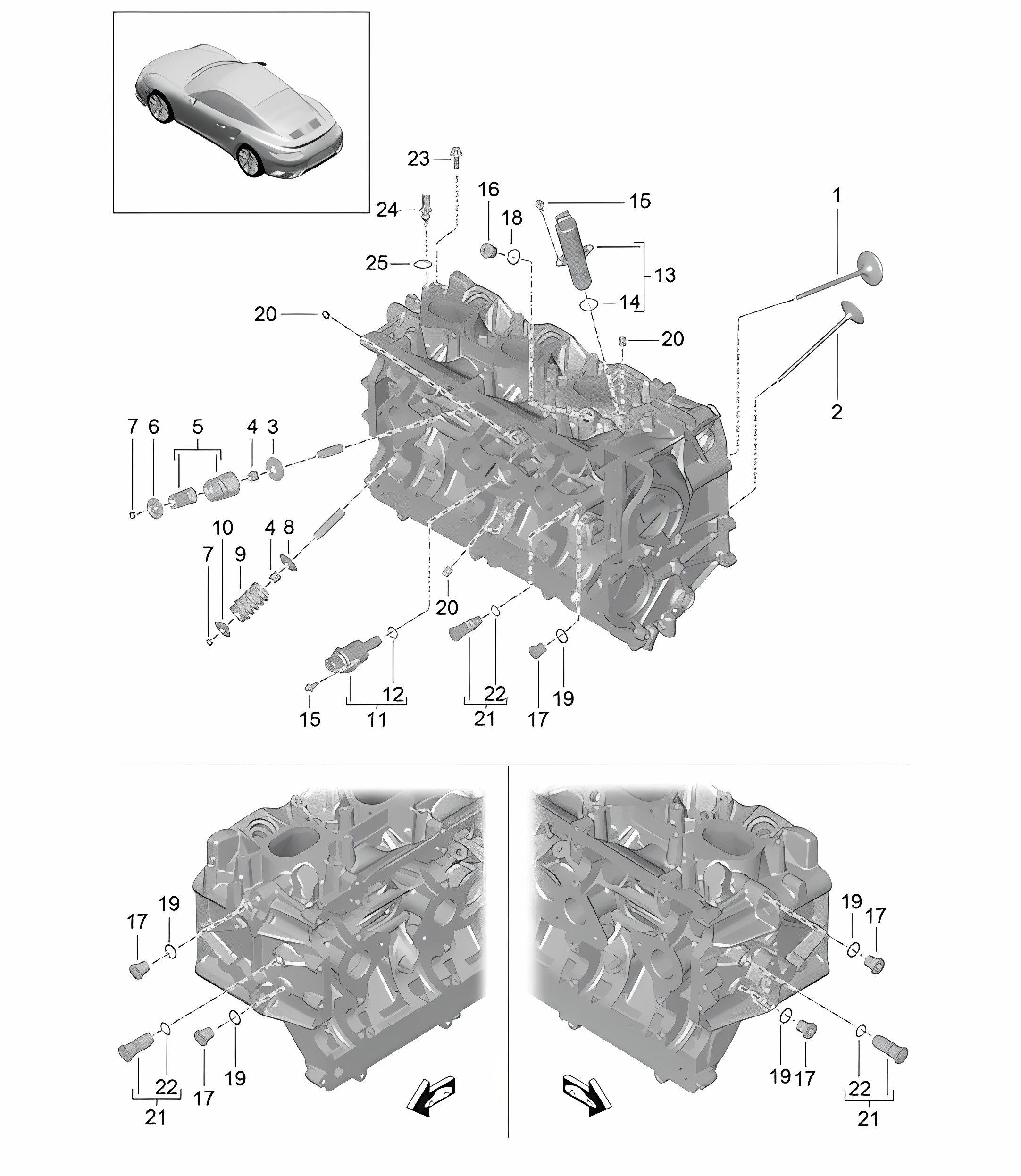 Cylinder head / Accessories / Valves 991 Turbo / GT2 RS 2014-20