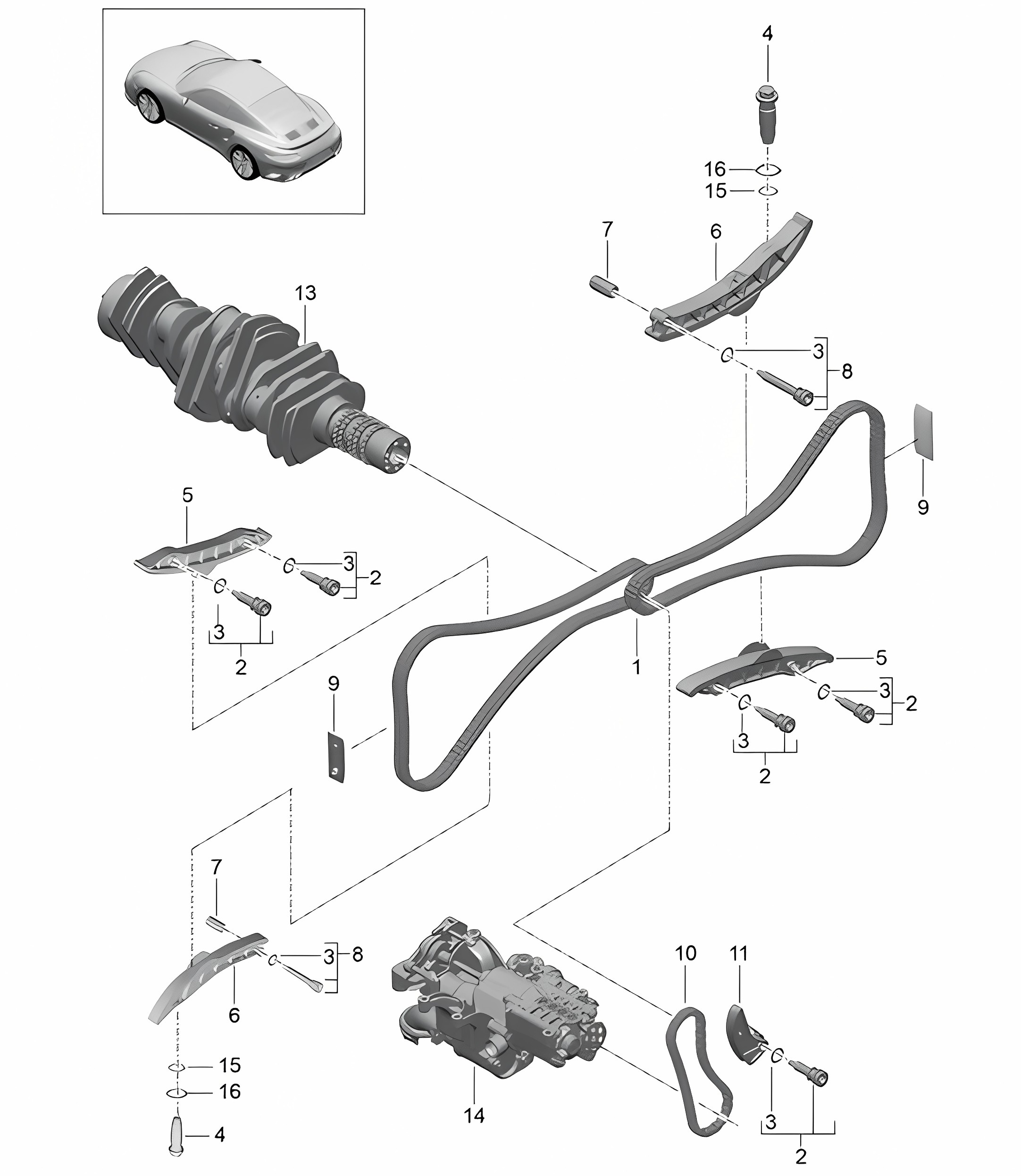 Valve control / timing chain 991 Turbo / GT2 RS 2014-20