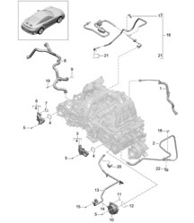 Alloggiamento carter / Spurgo / Ventilazione serbatoio / Pompa del vuoto 991 Turbo / GT2 RS 2014-20