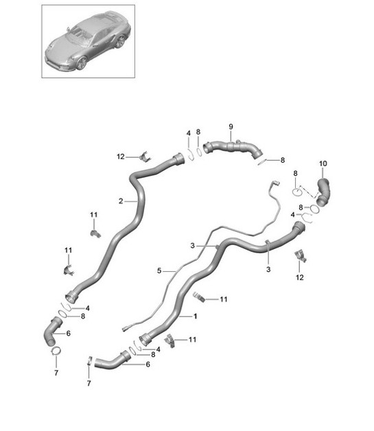 Water cooling 1 - Rear end - 991 Turbo / GT2 RS 2014-20