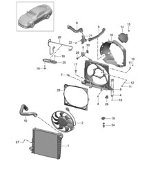 Refrigeración por agua 3 - Ventilador del radiador - 991 Turbo / GT2 RS 2014-20
