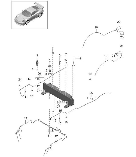 Diagram 107-030 Porsche 997 MK1 Carrera 4S 3.8L 2005-08 Motore