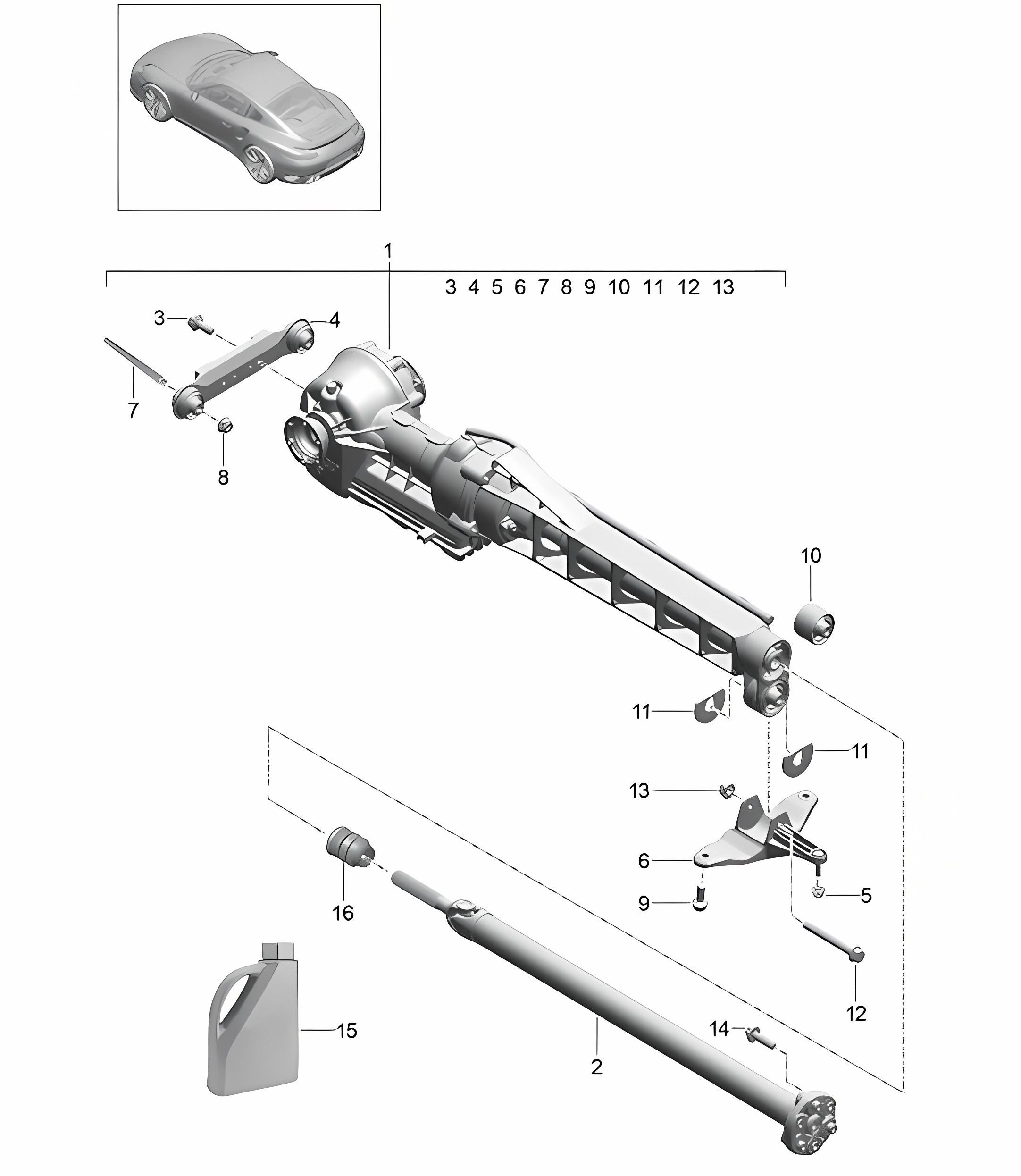 Front axle differential / Cardan shaft 991 Turbo / GT2 RS 2014-20
