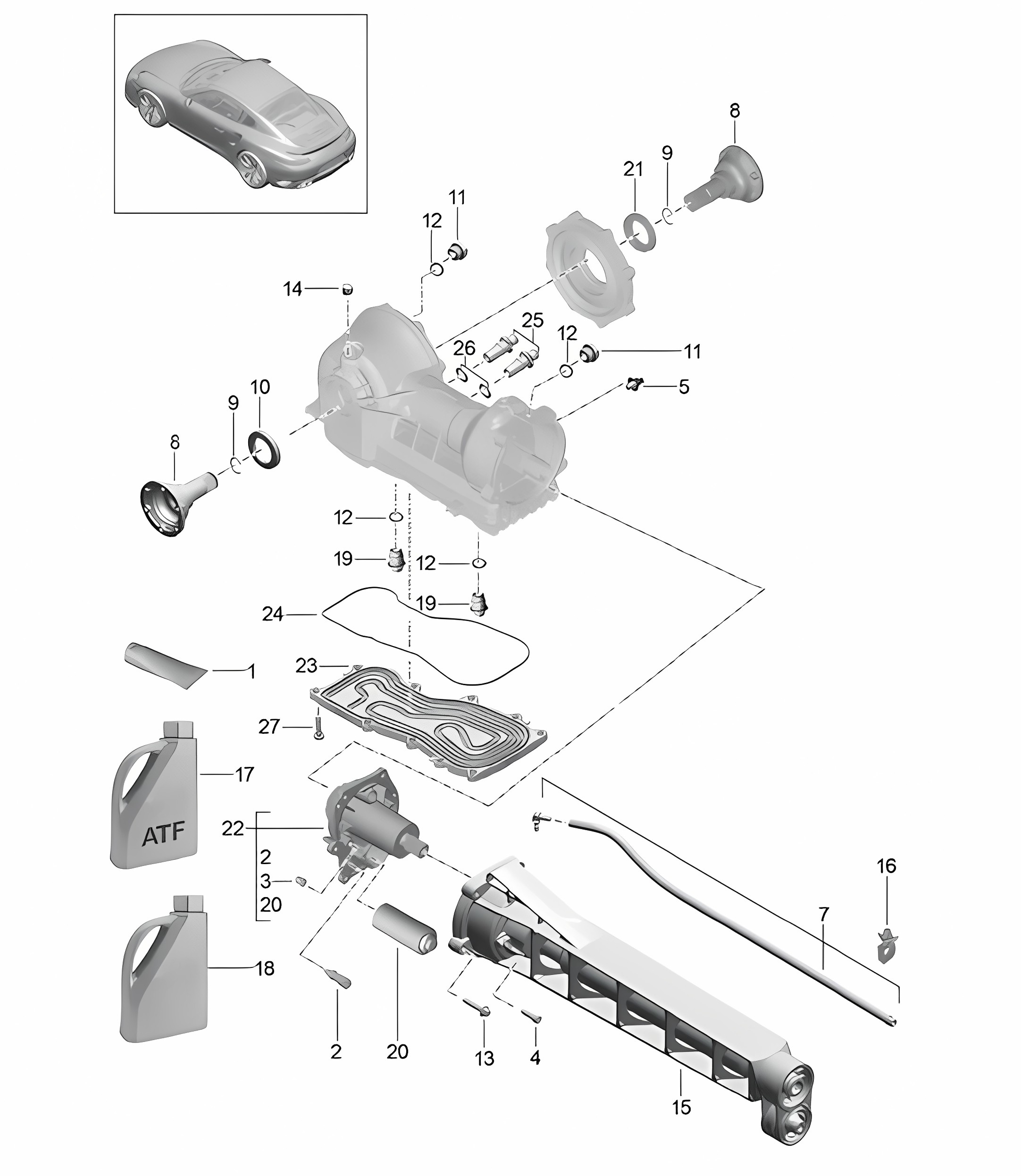 Front axle differential / Individual parts 991 Turbo 2014-20
