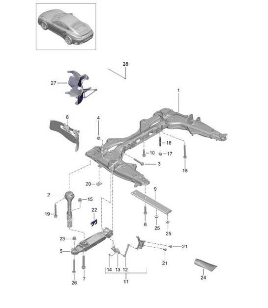Diagram 401-003 Porsche 911 & 912 (1965-1989) Front Axle, Steering 