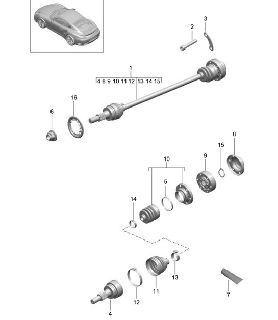 Diagram 401-012 Porsche Cayman 987C / 981C (2005-2016) Front Axle, Steering 