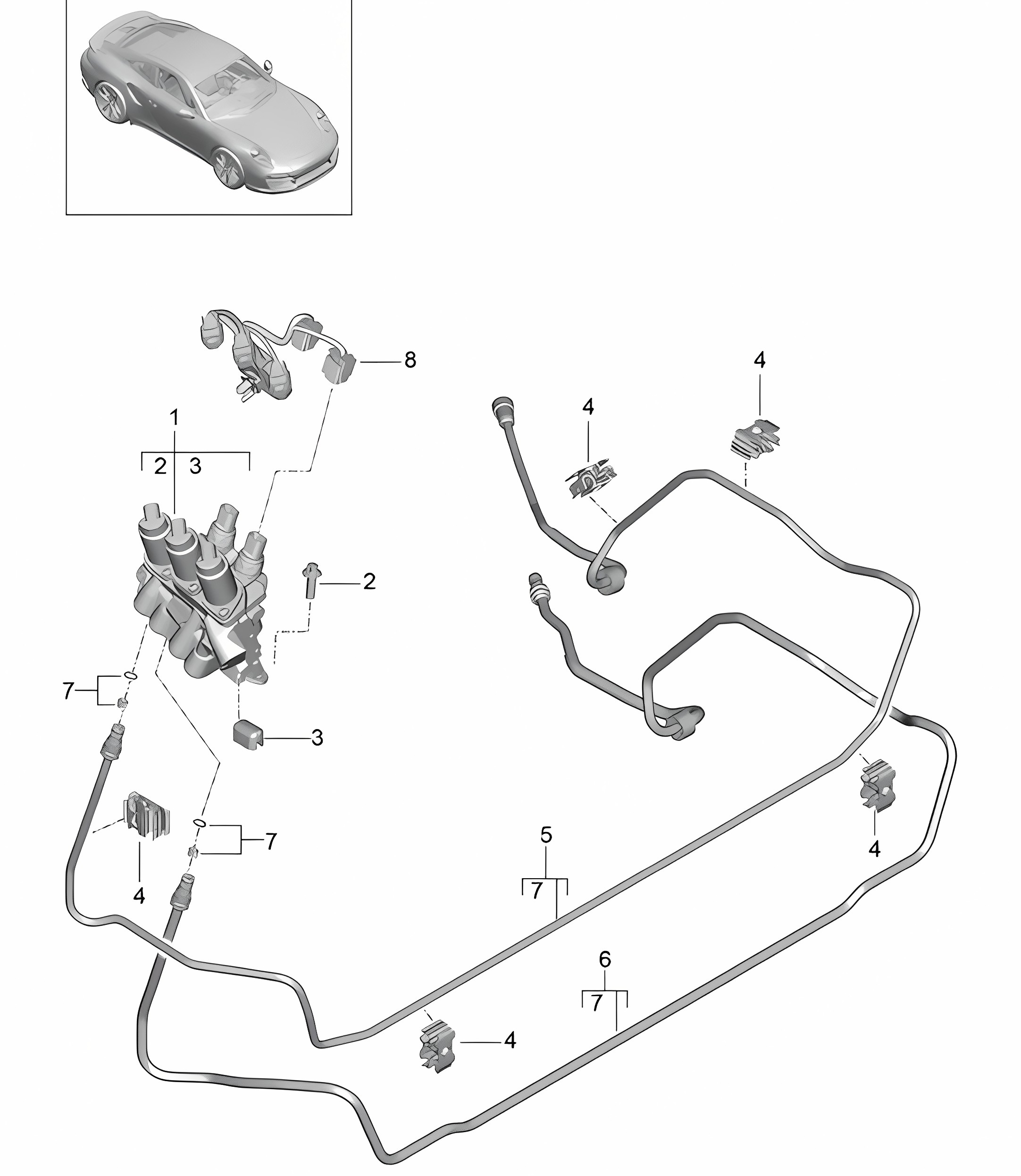Lines / Valve block / Front end - PDCC - 991 Turbo 2017>>