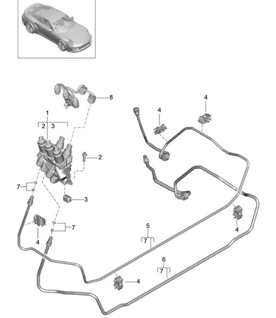 Diagram 402-022 Porsche 997 MKII GT2 RS 2011-13 Front Axle, Steering 