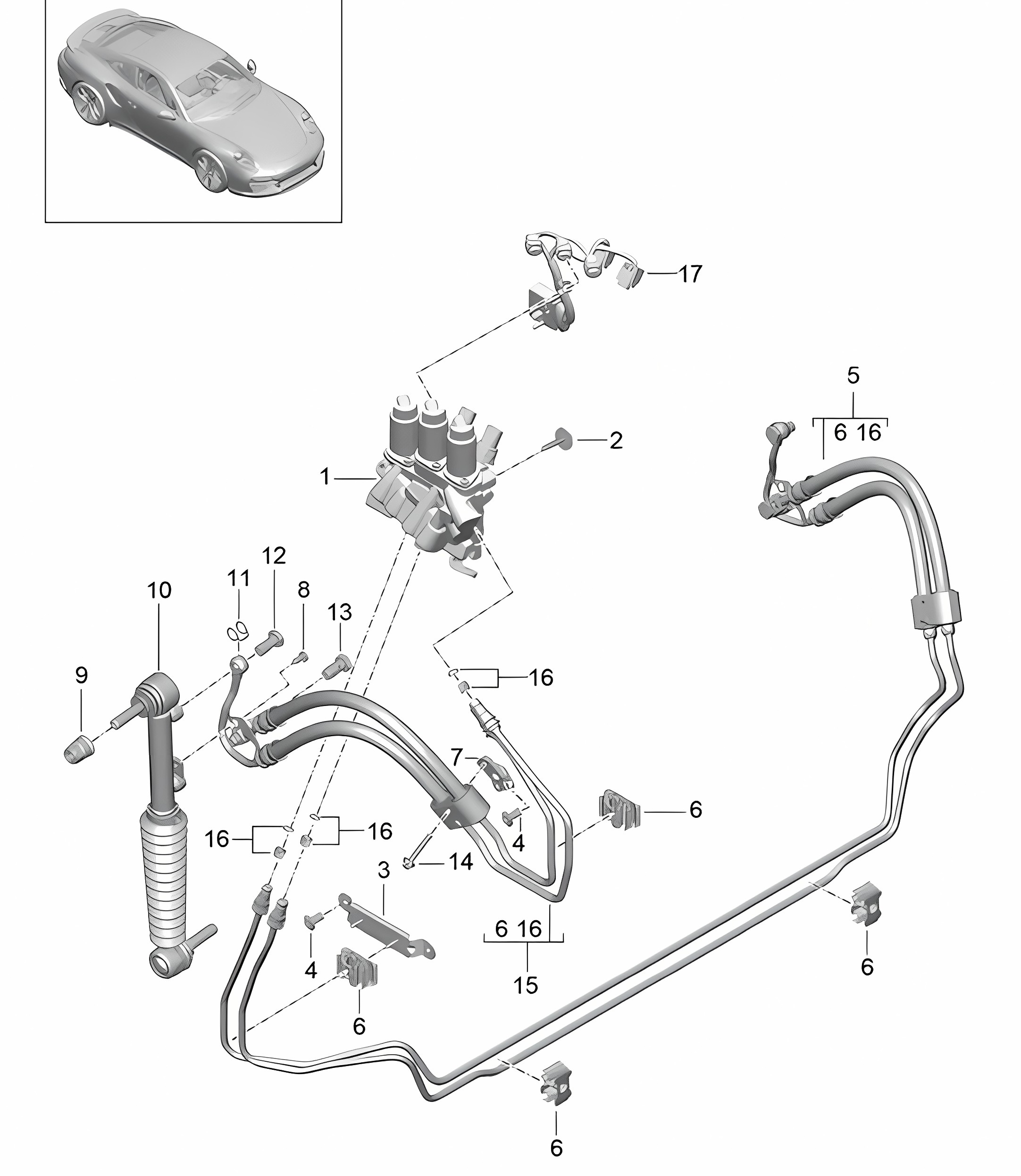 Lines / Front end / Damper / PDCC - PR:031,352 - 991 Turbo 2017>>