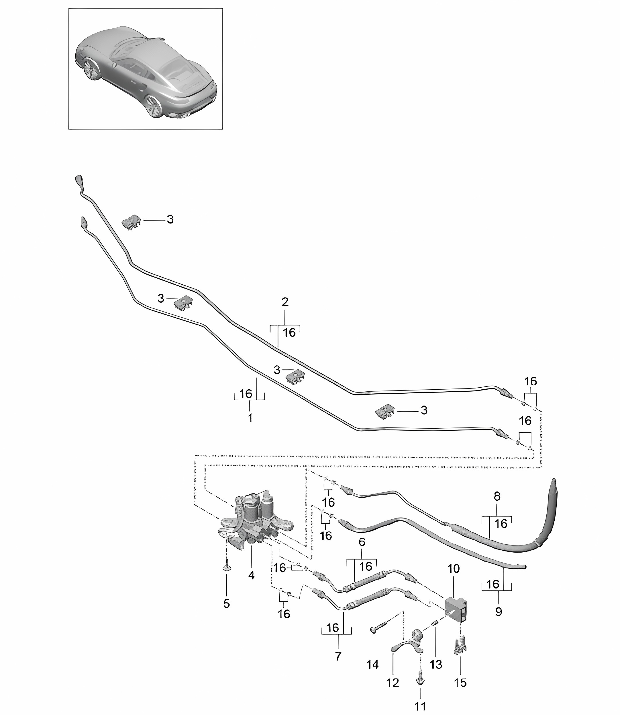 Lines / Underbody / PDCC - Center, PR:352 - 991 Turbo >>2016
