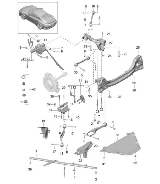 Diagram 501-001 Porsche 964 (911) C2 1989-93 Rear Axle