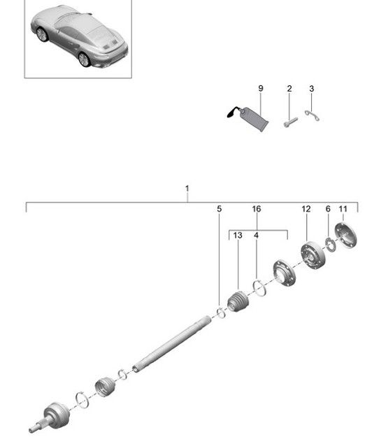 Diagram 501-015 Porsche 911 1984-1986 3.2L Rear Axle