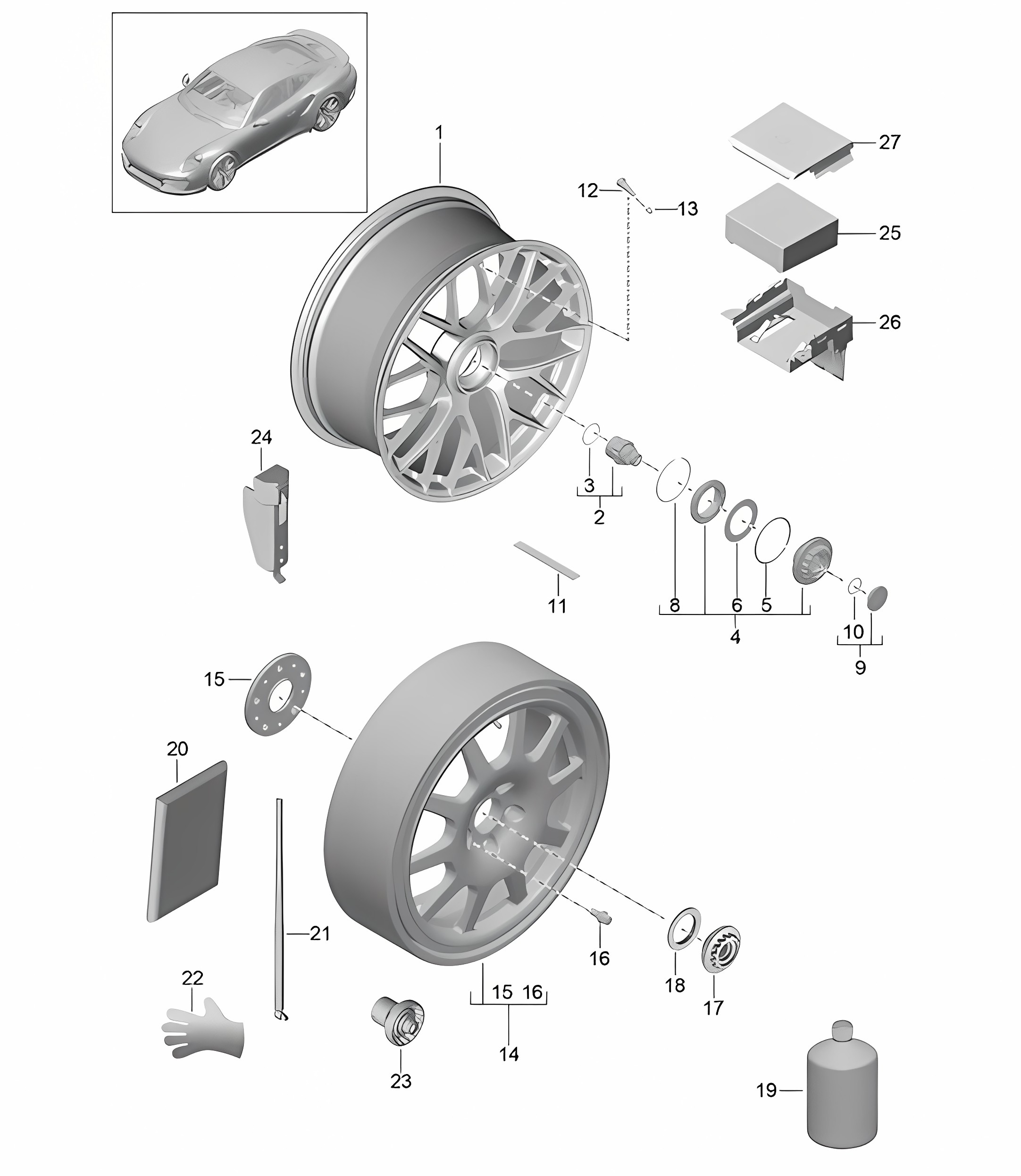 Wheels with Central locking - PR:478 - 991 Turbo >> 2016