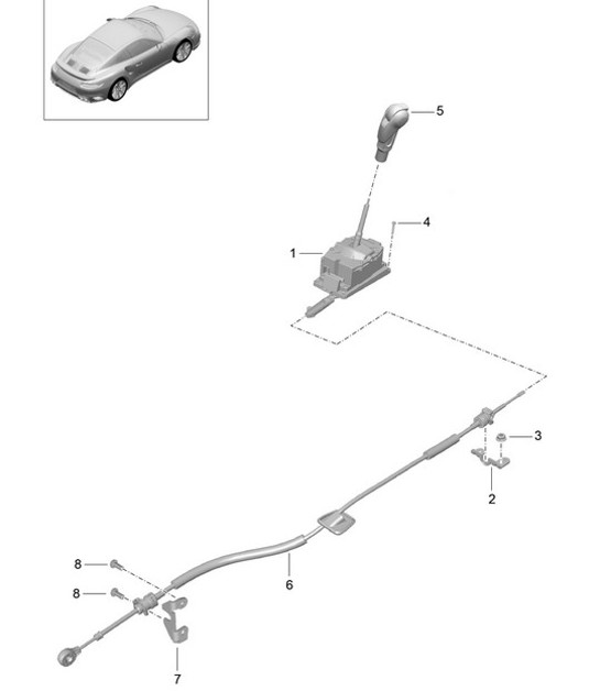 Diagram 701-002 Porsche Boxster 718 (982) 2017>> Hand Lever System, Pedal Cluster 
