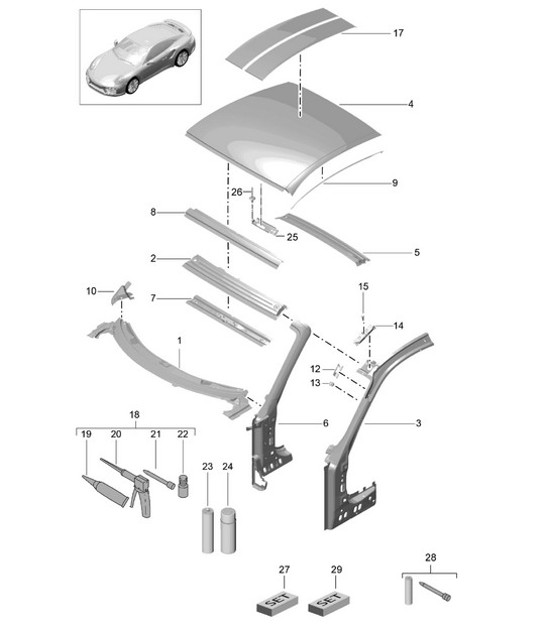 Diagram 801-045 Porsche 997 MKII Carrera C2 3.6L 2009-12 Body