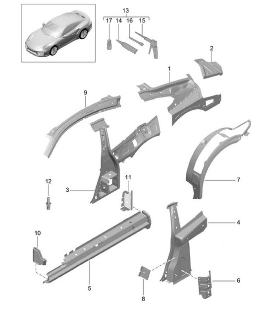 Diagram 801-050 Porsche 993 (911) (1994-1998) Body