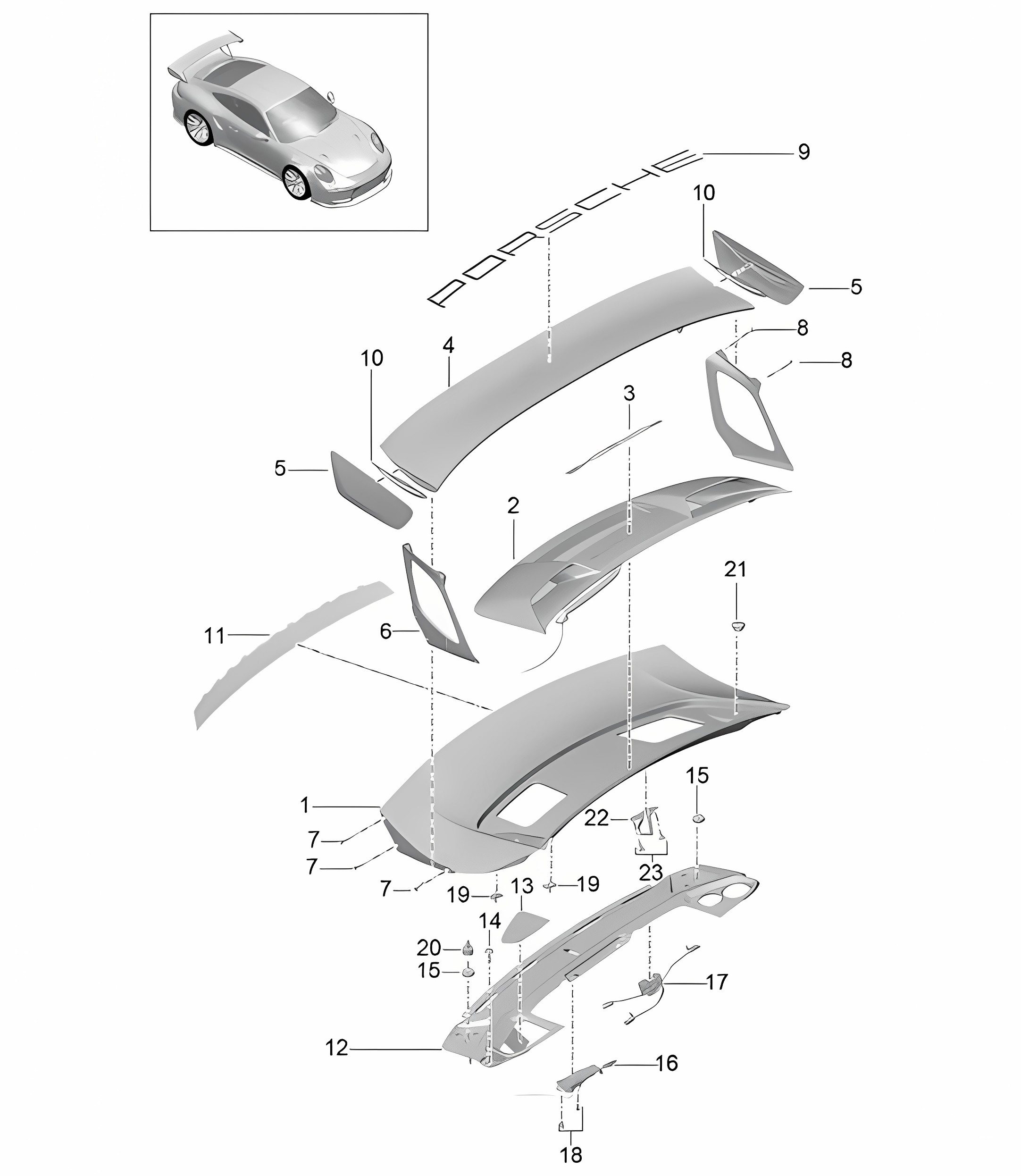 Rear lid / Rear spoiler / Accessories 991 GT2 RS 1914-20