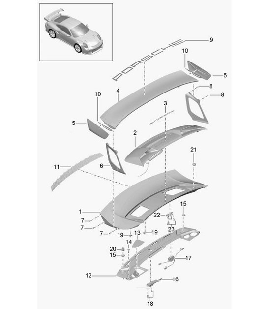 Diagram 803-015 Porsche Boxster 986/987/981 (1997-2016) Body