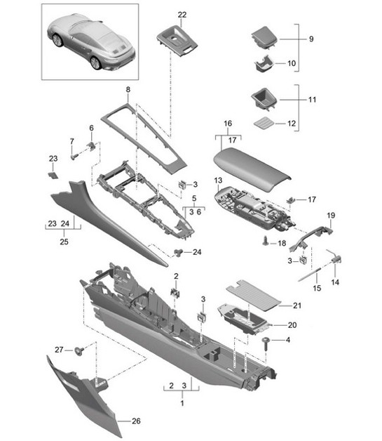 Diagram 809-025 Porsche Cayman 2.7L 987C 2006-08 Body