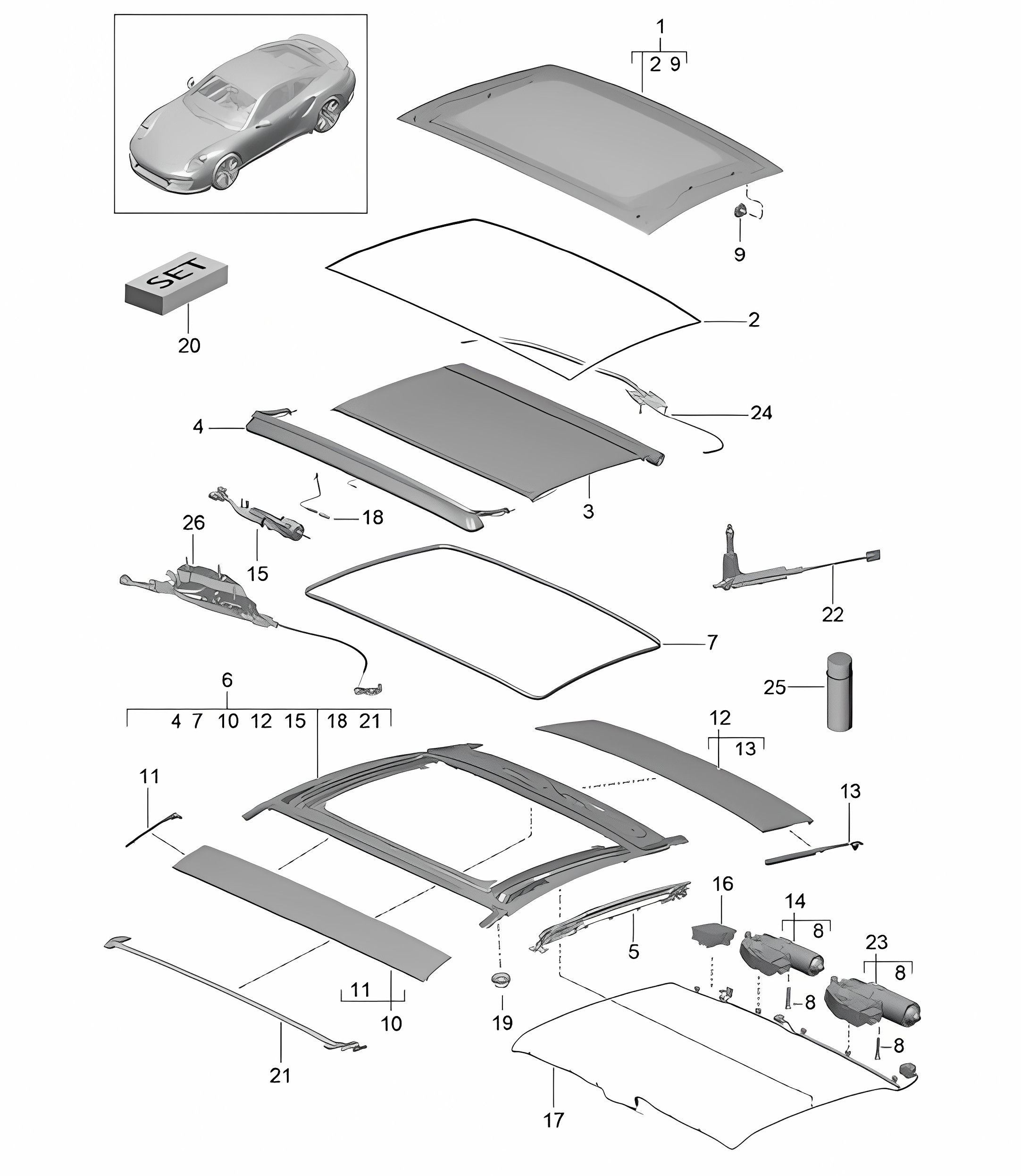 Glass roof (PR:653) 991 Turbo 2014-20