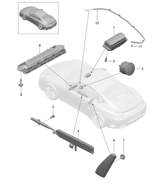 Diagram 812-055 Porsche 997 MKII Carrera C2 3.6L 2009-12 Body