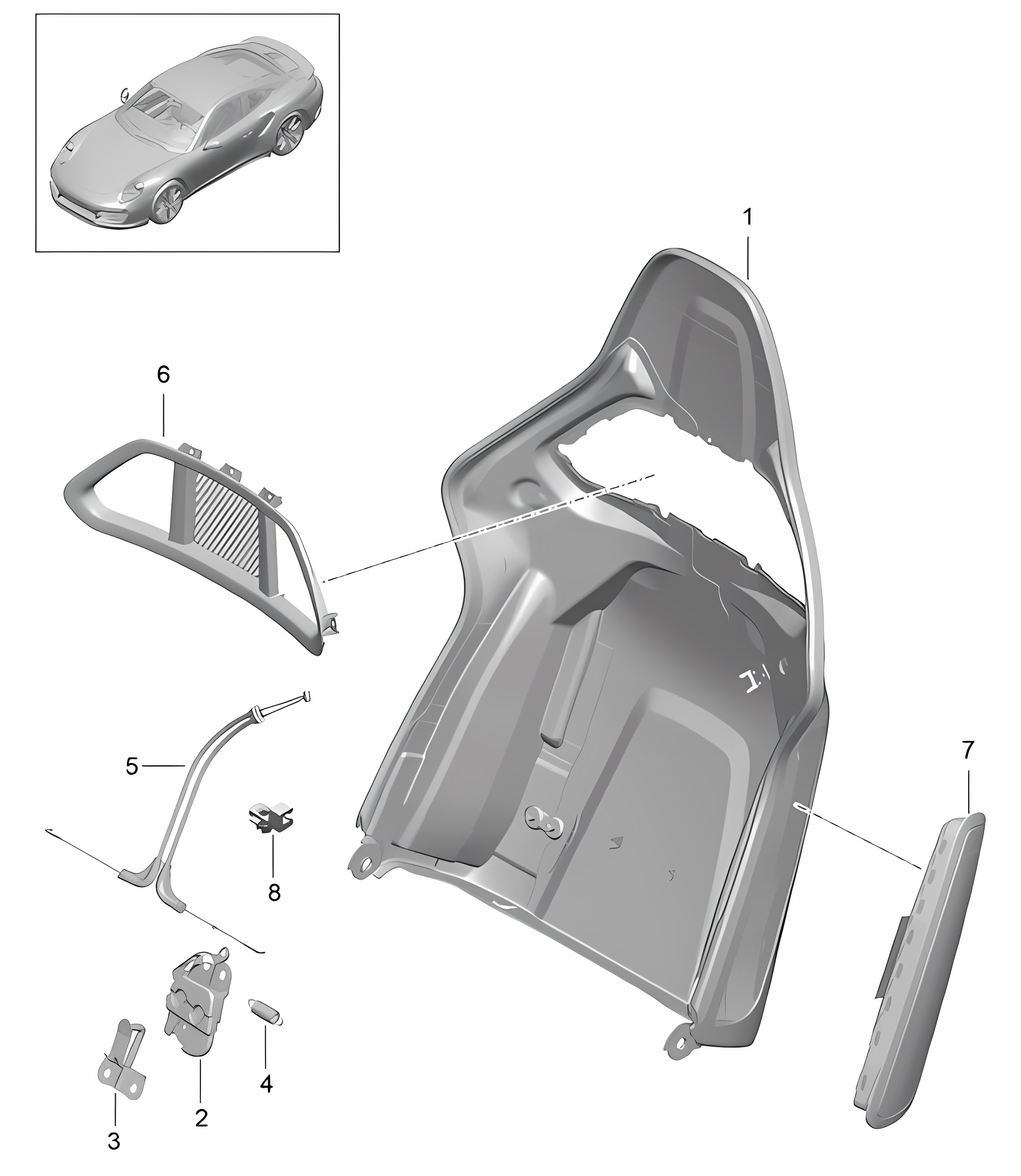 Backrest shell / Bucket seat / Accessories - Collapsible - 991 Turbo / GT2 RS 2017>>