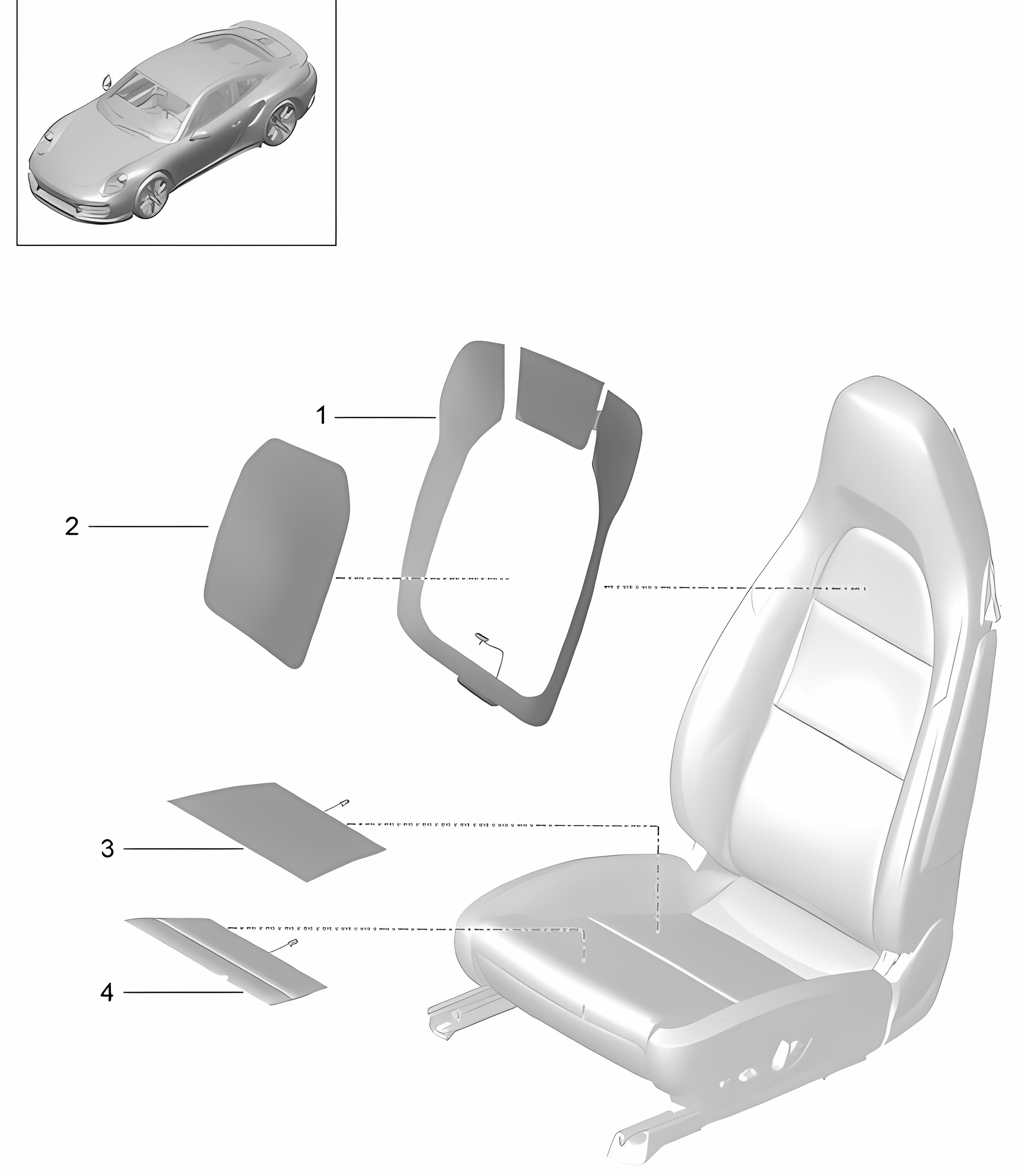 Heating element / Backrest side bolster / Centre part / Seat surface 991 Turbo / GT2 RS  2017>>