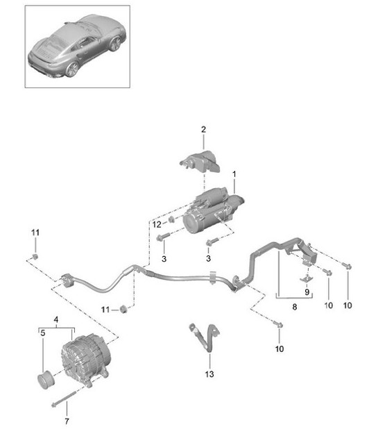 Diagram 902-005 Porsche Cayman GT4 3.8L 2015-16 Équipement électrique