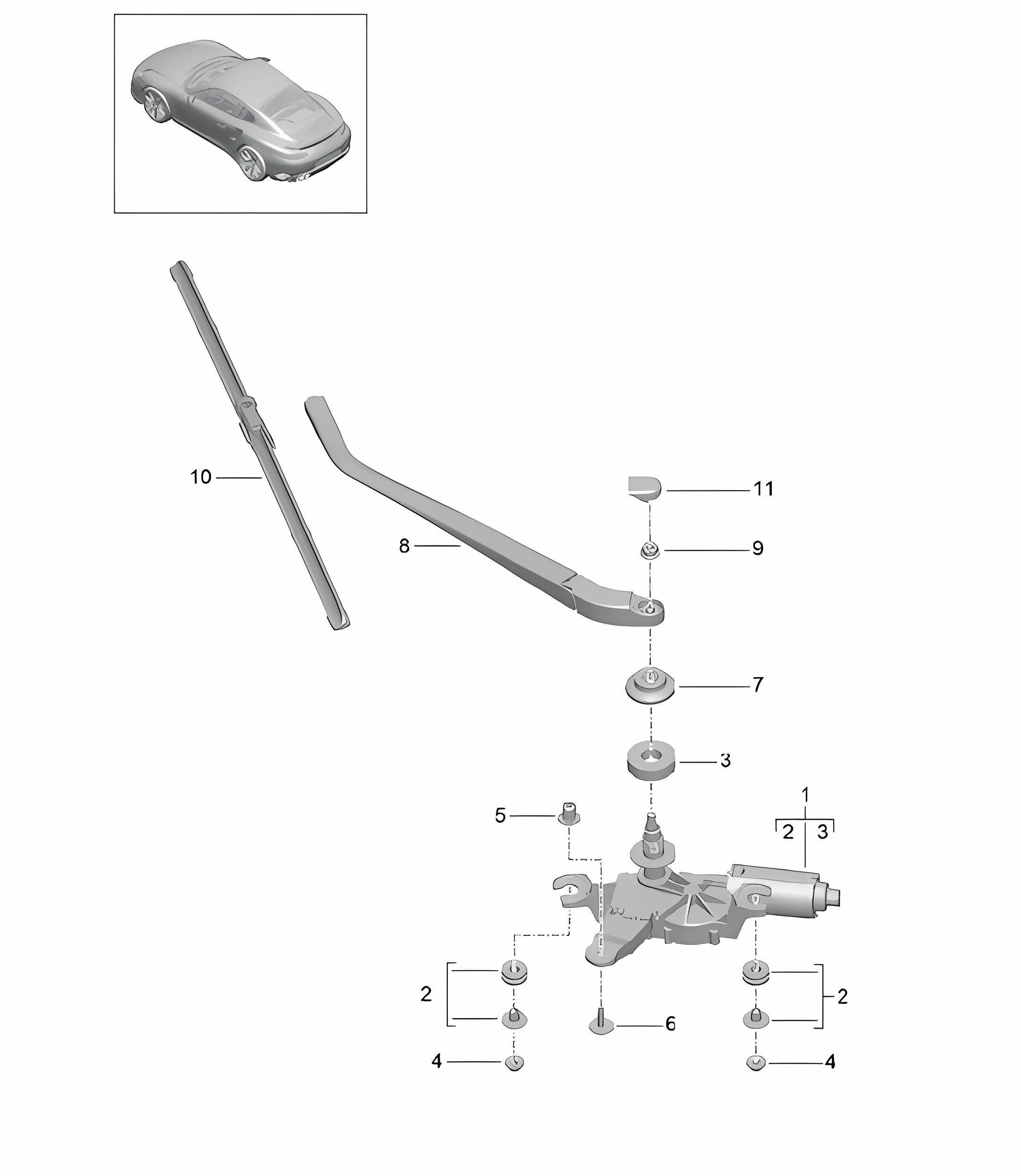Rear window wiper (PR:425) 991 Turbo / GT2 RS 2014-20