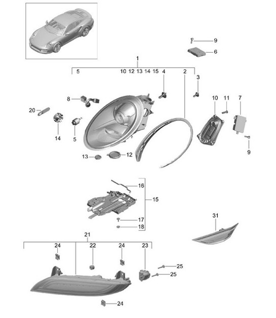 Diagram 905-001 Porsche Boxster 718 (982) 2017>> Elektrische apparatuur