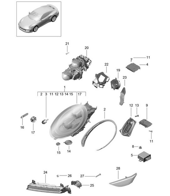 Diagram 905-004 Porsche 993 (911) C4S 1994-97 Electrical equipment