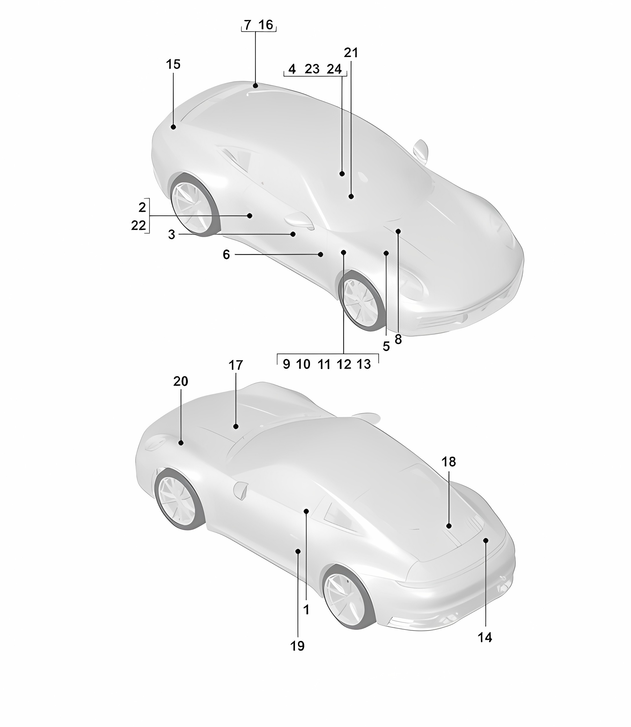 Identification / Indicator plates 992.1 Carrera 2019 - 2024