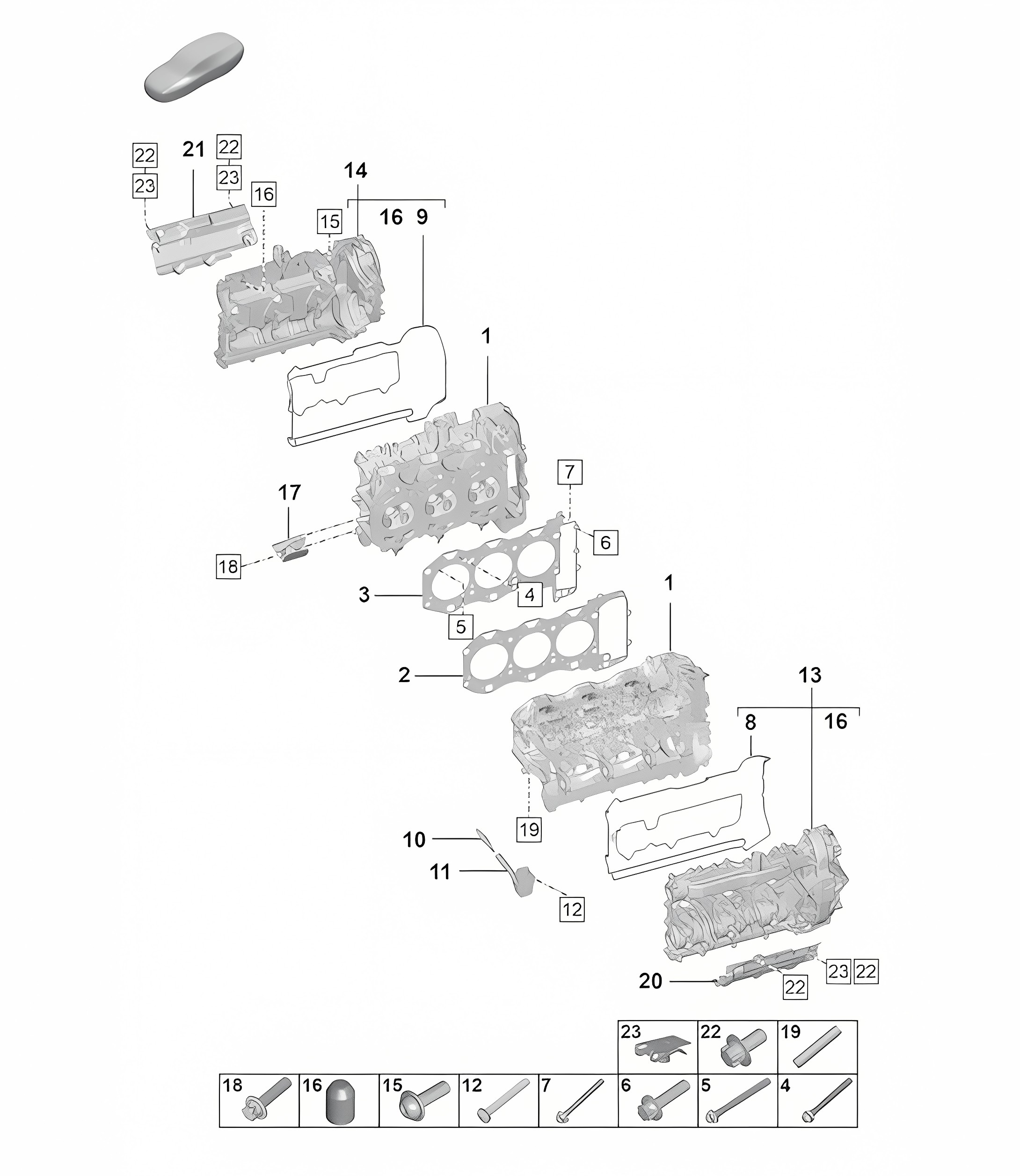 Cylinder head / Cylinder head gasket / Cylinder head cover 992.1 Carrera 2019 - 2024