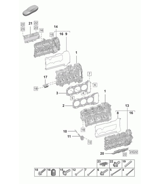Diagram 103-000 Porsche 356 (1950-1965) Motor