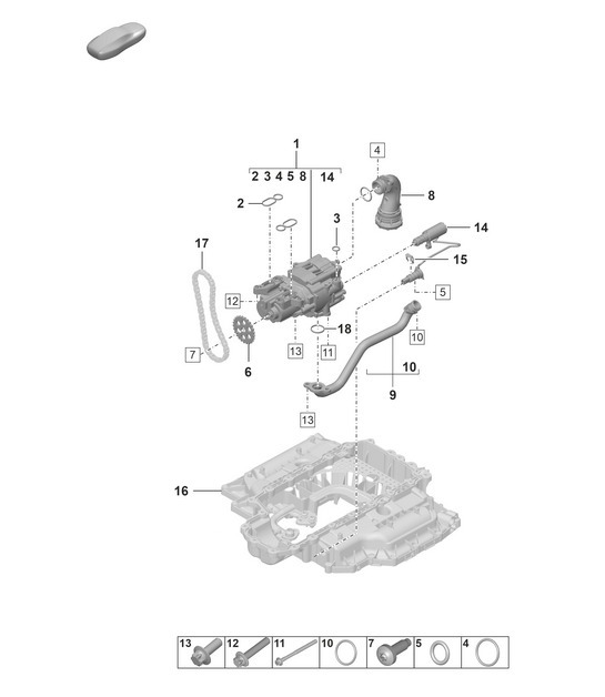 Diagram 104-000 Porsche Macan (95B) MK1 (2014-2018) Engine